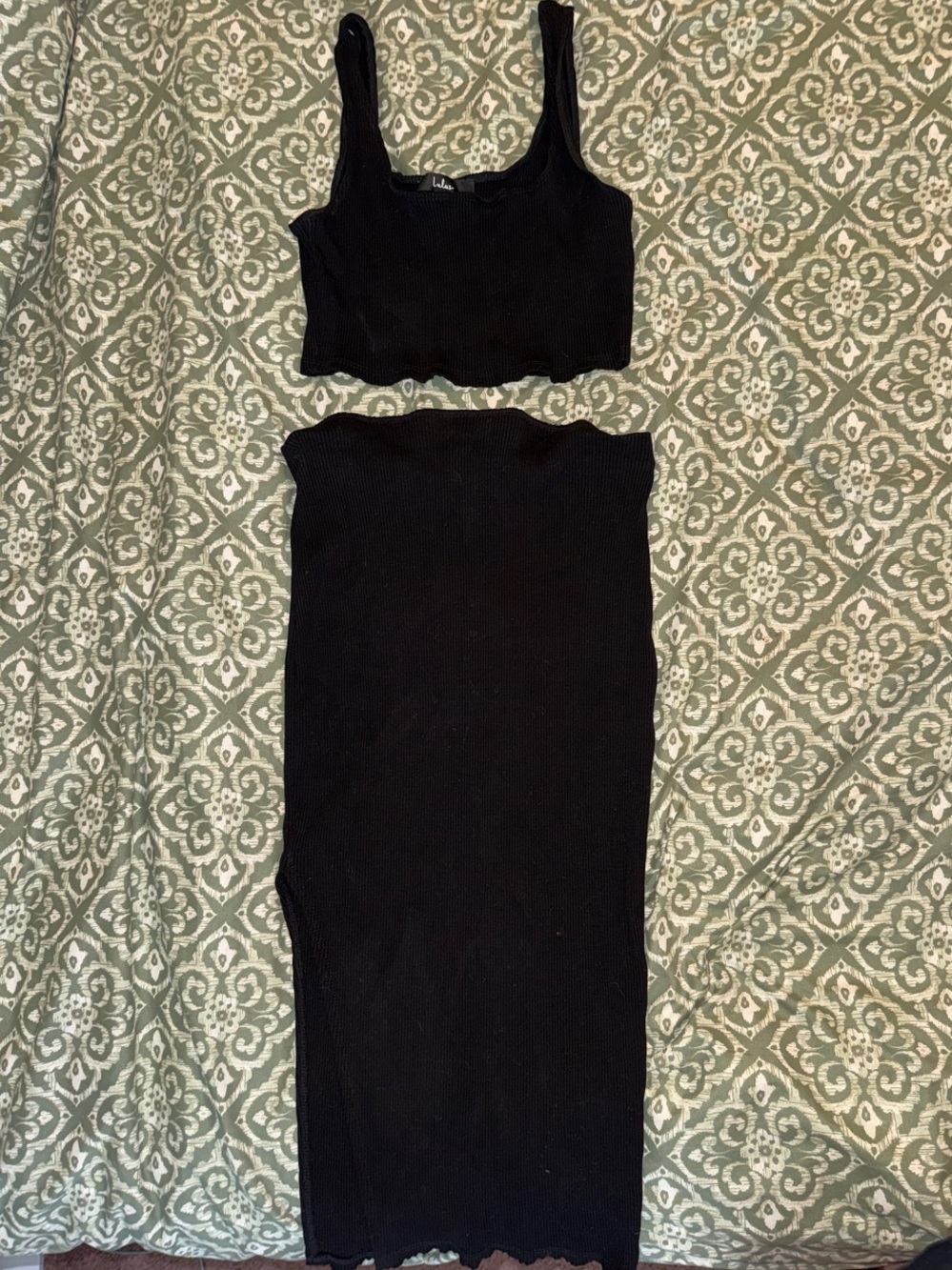 Lulu's Black Ribbed Two Piece Set